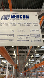 NEDCON Palettenregal Länge: 51,1 m, Höhe 5 m DLK Online-Shop für Lagerlogistik, Fördertechnik und Lagerbühnen